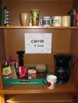 Author Ashley Crookham coffee station